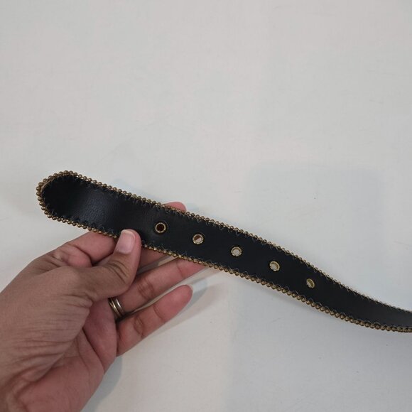 Vintage Multicolor Southwestern Tapestry Belt Brass Buckle & Bead Trim Sz Small - Picture 9 of 9